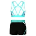 thumbnail image 2 of JanJean Kids Girls Sport Dance Outfit Sleeveless U Neck Crop Top with Patchwork Shorts Gymnastic Leaf 12, 2 of 7