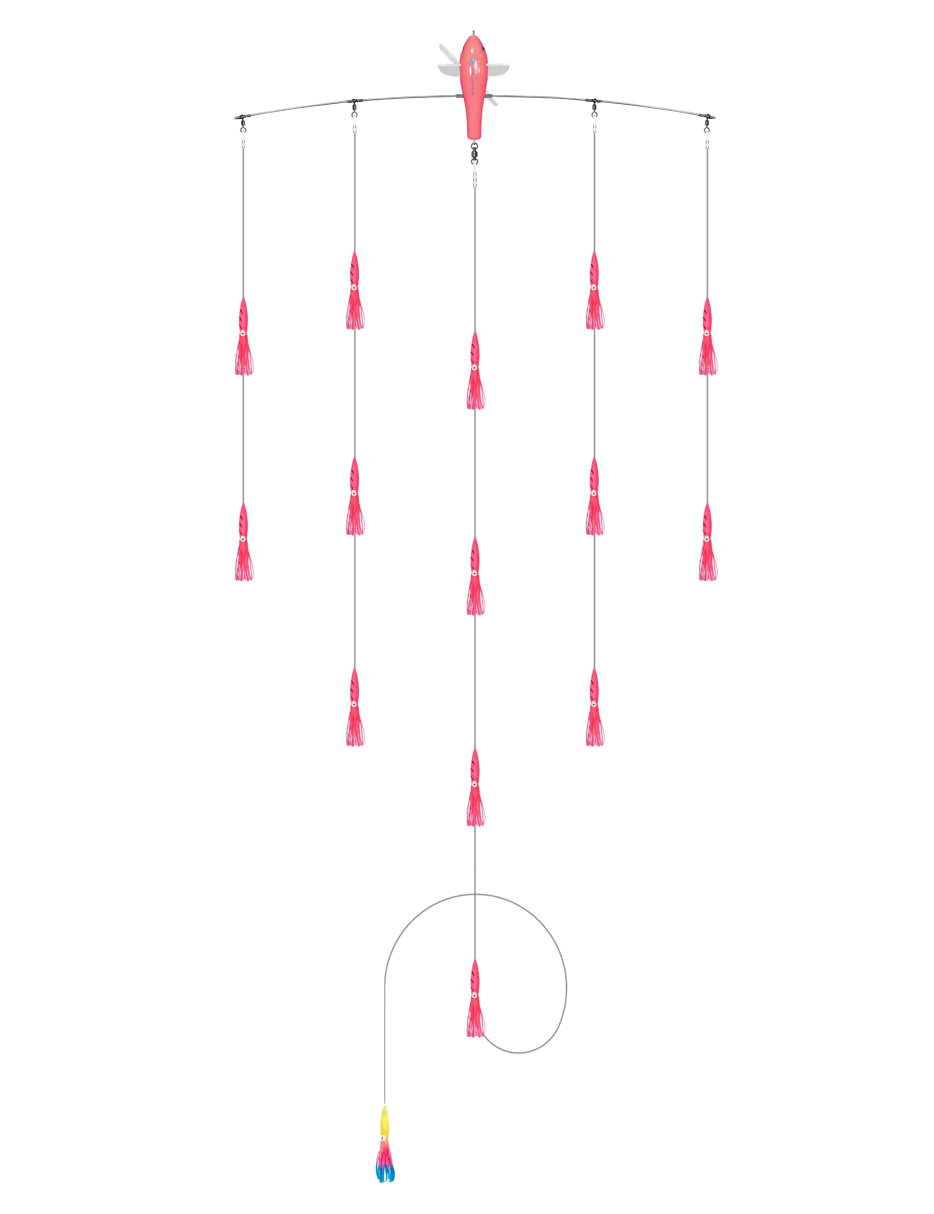 BLUEWING 36in Fishing Spreader Bar Port Walker Baits 6in Bulb Squids