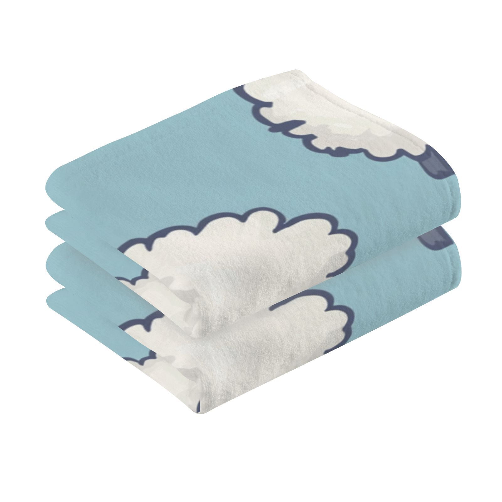 Sheeps in Blue Hand Towels Cotton Bath Towels Large Face Towels Absorbent for Bathroom 2 Packs