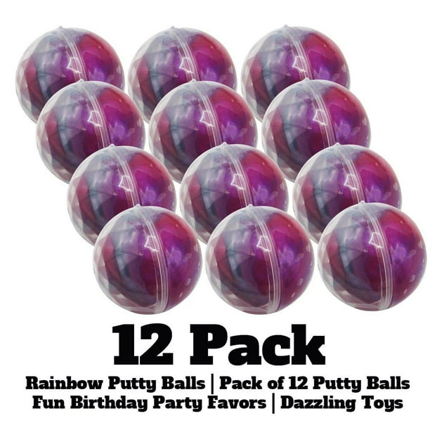 Dazzling Toys 12 Pack Rainbow Putty Balls Pack of 12 Putty Balls Fun Birthday Party Favors