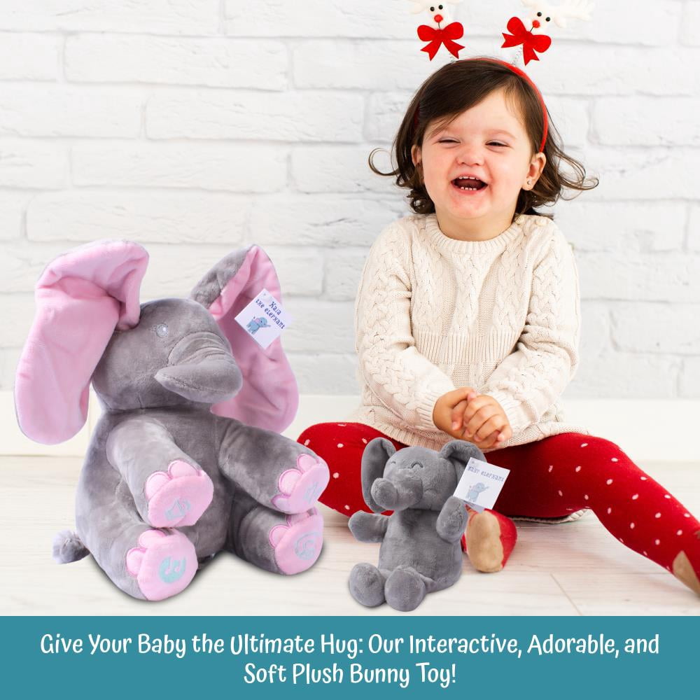 Stuffed Elephant Set - Kaia Interactive Musical Peek-A-Boo Elephant Stuffed Animal Toy & Soft Plush Baby Elephant, Gift for Birthday, Baptism, Baby Shower, Stuffed Toy for Toddlers & Kids, Ages 0 -Up