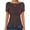 Brown, variant on Women Boat Neck Tops Short Sleeve T-Shirts Ribbed Knit Tight Fitted Basic Tees Shirts 2026 Summer Clothes Navy Blue X-Large