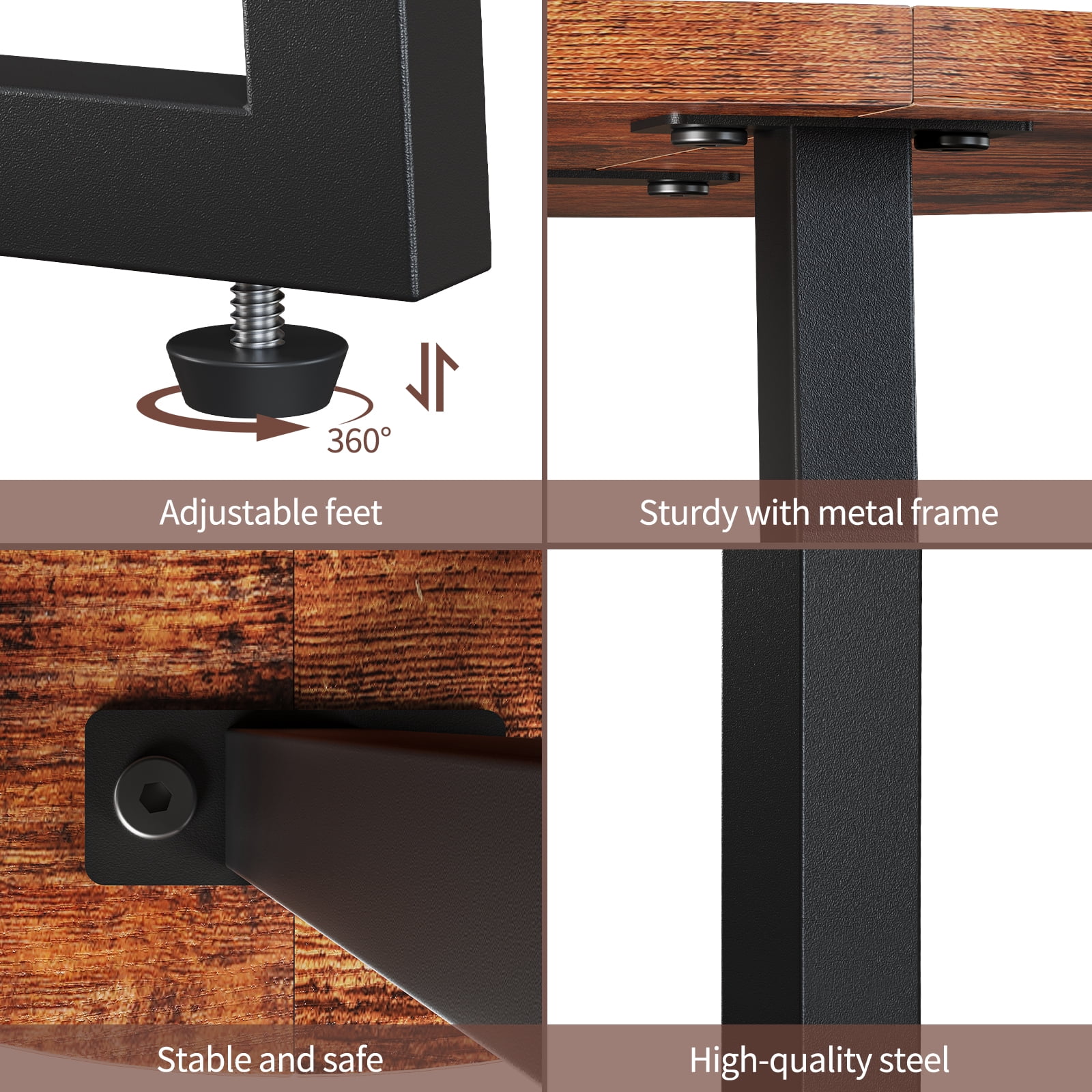 Side Table for Small Spaces, Round End Table with Metal Legs, Small Accent bedside Table for Living Room Bedroom, Reddish Brown