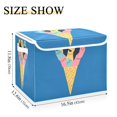thumbnail image 5 of Yayeee Collapsible Storage Bin with Lid Fabric Closet Decorative Basket with Handles, Colorful Ice Cream Cat, 5 of 7