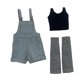 thumbnail image 3 of Mono con pechera y top en miniatura a escala 1/6, traje realista, pantalones cortos con pechera azul claro, 3 of 9