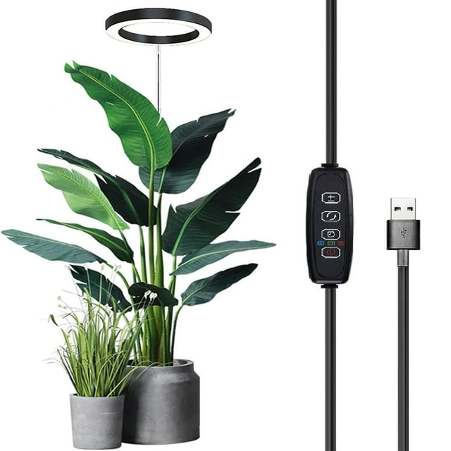 Mistaha Full Spectrum Floor Plant Growth Lamp with Timer and Dimmable, 72pcs Beads, 10W Power, IP42 Waterproof, 180° Rotation Angle, Black