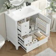 thumbnail image 2 of 30" Bathroom Vanity with Sink, Freestanding Vanity Cabinet with Door & 3 Drawers, Solid Wood Bathroom Cabinet, Space-Saving Design, for Bathroom, White, 2 of 9