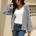 thumbnail image 7 of Knit Sweater Cardigan for Women with Button Long Sleeve V Neck Casual Spring Fall Coat Outerwear Jacket Blouses (M, Gray), 7 of 7
