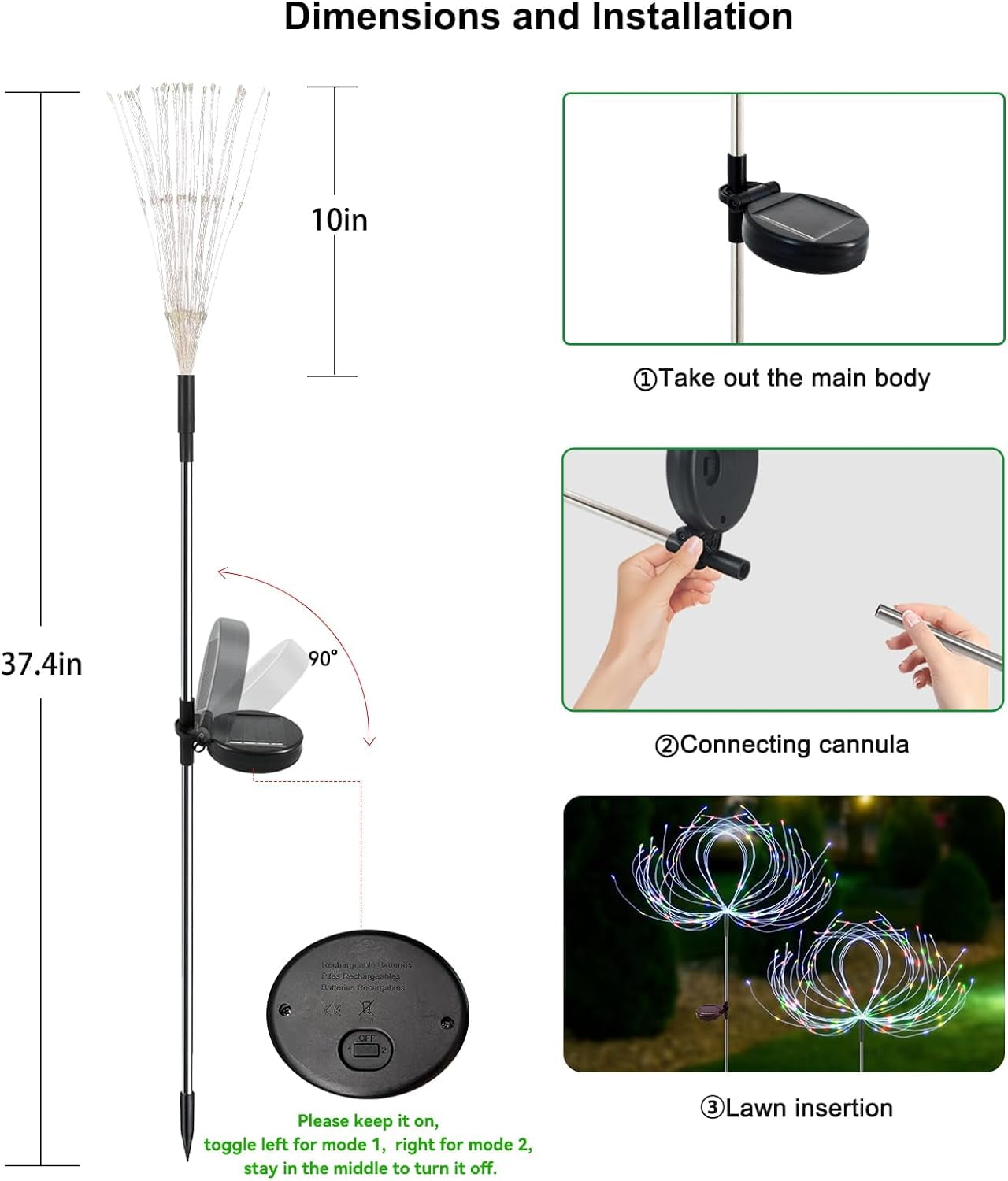 Solar Garden Lights Outdoor Waterproof, 4 Pack Total 480 LED Solar Starburst Sparkler Lights Decorative with 8 Lighting Modes Outside for Flowerbed Halloween Christmas Decorations, Multicolor