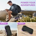 thumbnail image 3 of 2PK BAOKALER 30000mAh Solar Charger for Cell Phone iPhone, Portable Solar Power Bank with Dual 5V USB Ports, 2 Led Light Flashlight, Compass Battery Pack for Outdoor Camping Hiking(Purple), 3 of 10