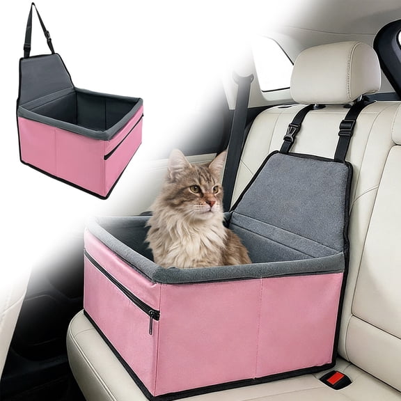 YYYMEIII Deluxe Dog Booster Seat for Small Up To 20 Portable Puppy Dog Car Seat with Thick Cushion and Storage Pockets for Small Dogs B Pink