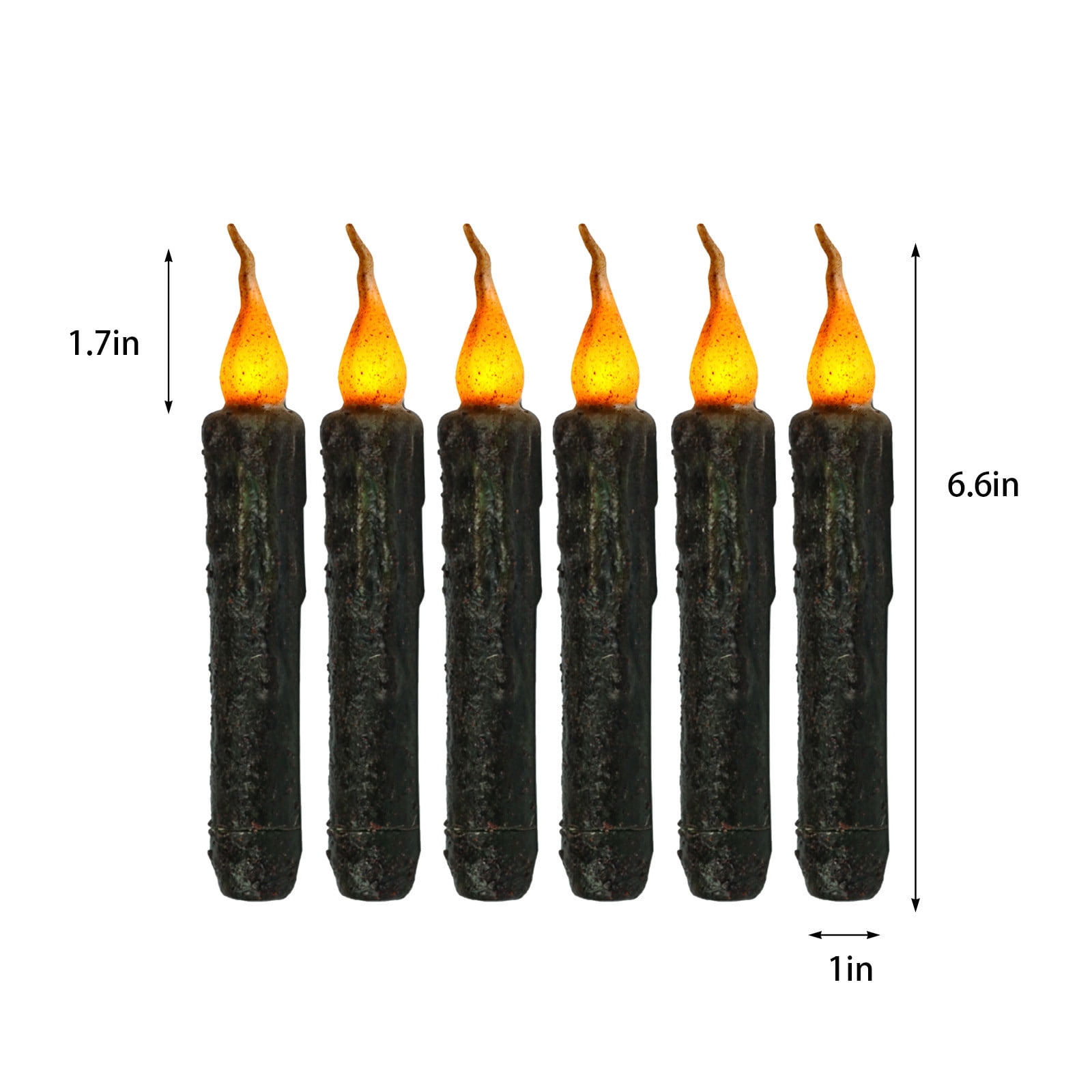 Kmdttou Outdoor Decorations Lights Taper Primitive Candles 6pcs Real Wax Hand Dipped Battery Operated Flameless Candles For Christmas Halloween Home Decor Church