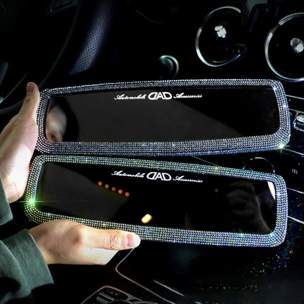 Espejo retrovisor del coche con diamantes de imitación ostentosos, espejo retrovisor de cristal para coche, accesorios interiores de coche ostentosos