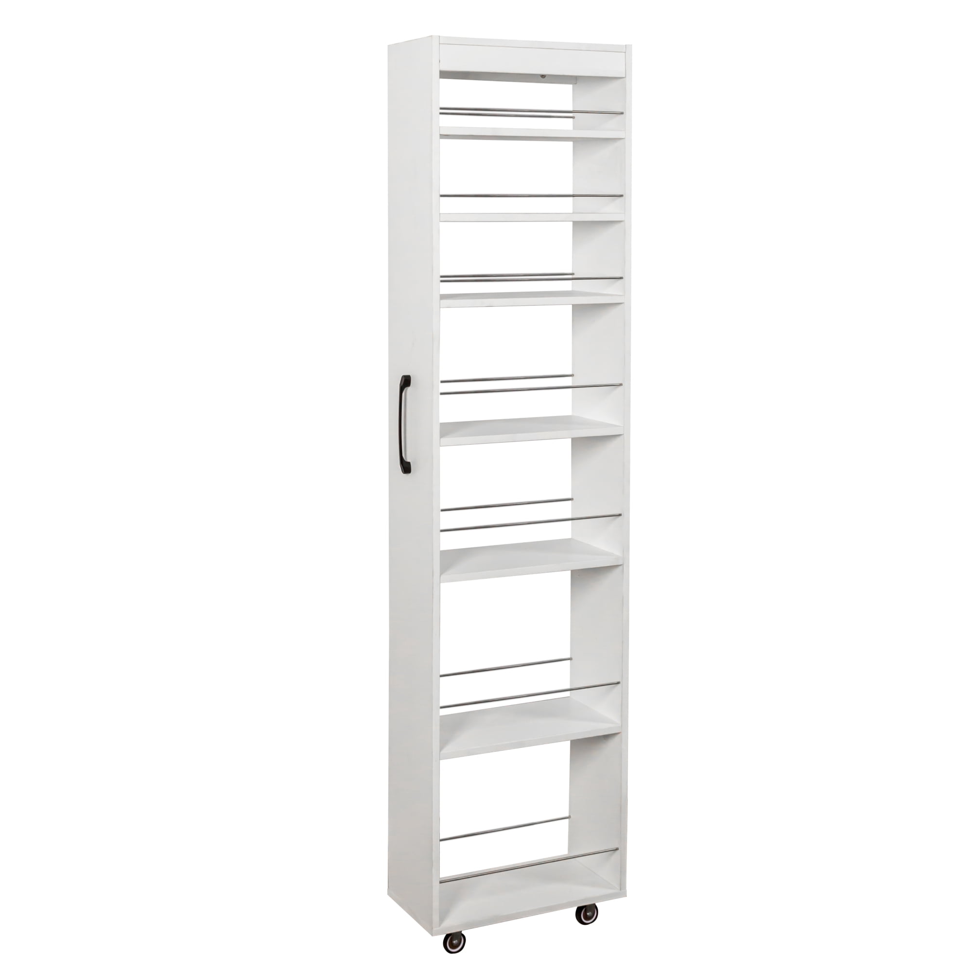 Leumius 7 Tier Multipurpose Pull-out Storage Shelf, Open Shelf for Kitchen Living Room and Narrow Spaces White