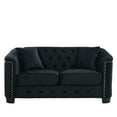 thumbnail image 7 of 59" Velvet Loveseat Sofa Couch for Living Room, Modern Chesterfield Sofa 2-Seater Couch, Upholstered Tufted Backrests with Nailhead Arms and 2 Cushions for Apartment Office,Black, 7 of 7