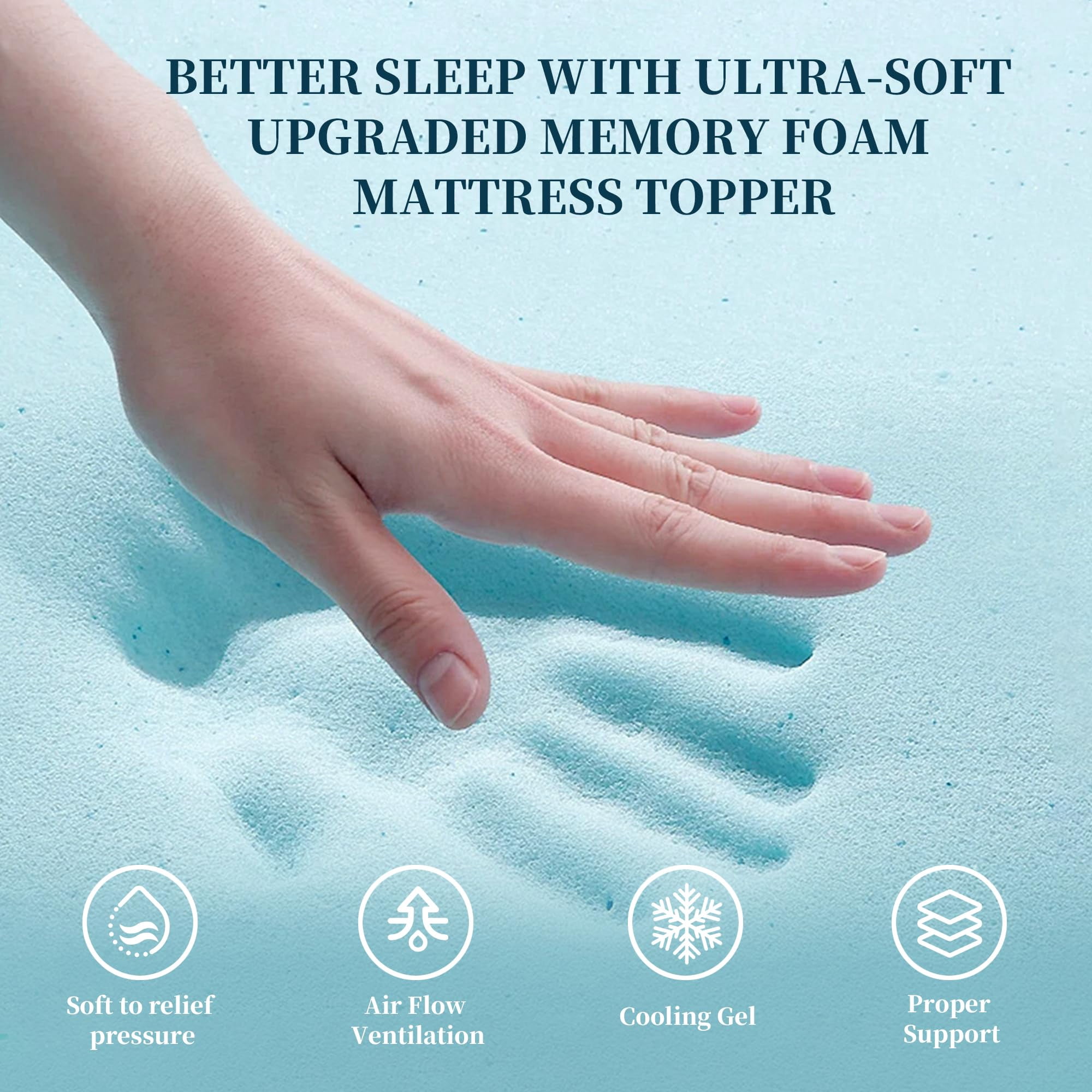 3 Inch Mattress Topper, Full Size Memory Foam Mattress Topper with Cooling Gel Egg Crate Mattresses Top, Plush Feel, Breathable, Pressure Relief for Bedroom