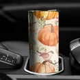 thumbnail image 3 of 20oz Fall Pumpkins and Birds Pattern Skinny Tumblers Stainless Steel Tumbler with Lid and Straw,Vacuum Insulated Double Wall Travel Tumbler Cups with Cleaning Brush for Coffee,Tea, 3 of 6