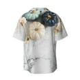 thumbnail image 2 of Daiia Pumpkin And White Marble Men's Linen Shirts Short Sleeve Casual Shirts Button Down Shirt for Men Beach Summer Wedding Shirt-Medium, 2 of 7