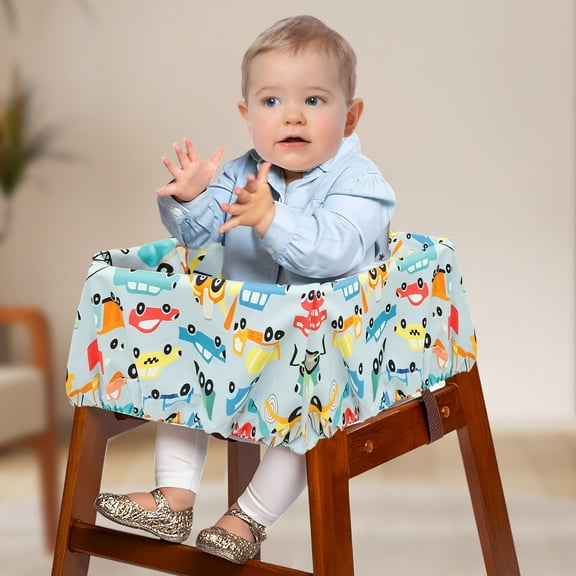 Waterproof Carton Style Shopping Trolley Seat Cover Soft Comfortable Baby Safety Cart Cover for Highchairs Swings Toddler Infant Carts