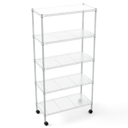 COOKCOK 5-Tier Heavy Duty Wire Shelving Unit – NSF Certified Adjustable Storage Rack for Garage, Kitchen, Office, Chrome