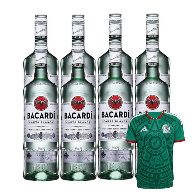 8 Ron Bacardi Carta Blanca 980 ml + Jersey Verde