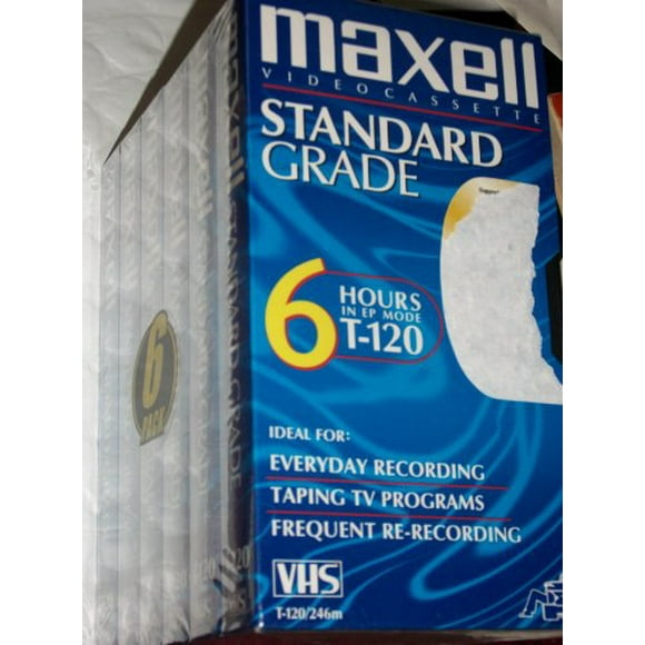 Maxwell Cassettes Vidéo Vierges T-120 de Qualité Standard - Pack de 6