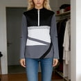 thumbnail image 2 of Womens Long Sleeve Golf Shirt Half Zip Vintage Floral Geometric Striped T-Shirt Zipper Collared V Neck Shirts Gray L, 2 of 6