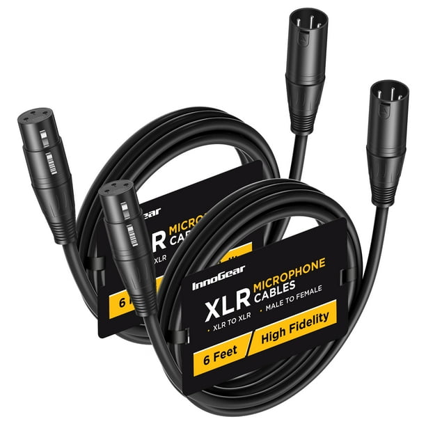 Cables de micrófono XLR InnoGear, paquete de 2 unidades, macho a hembra