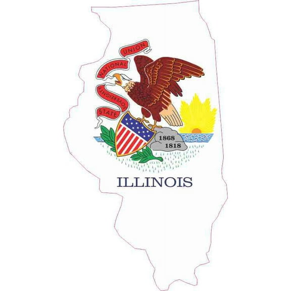 2.75in x 5in Die Cut Illinois Sticker Car Vinyl Truck Bumper State Decals