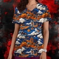 thumbnail image 2 of SwiftWear Halloween Scrub Tops for Women Cute V-Neck Pumpkin Printed Nursing Work Uniforms Holiday Tee Shirt with 2 Pockets S, 2 of 5