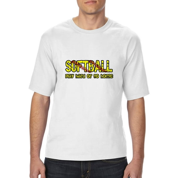 Normal is Boring - Big Men's T-Shirt, up to Tall Size 3XLT - Softball Play Hard or Go Home