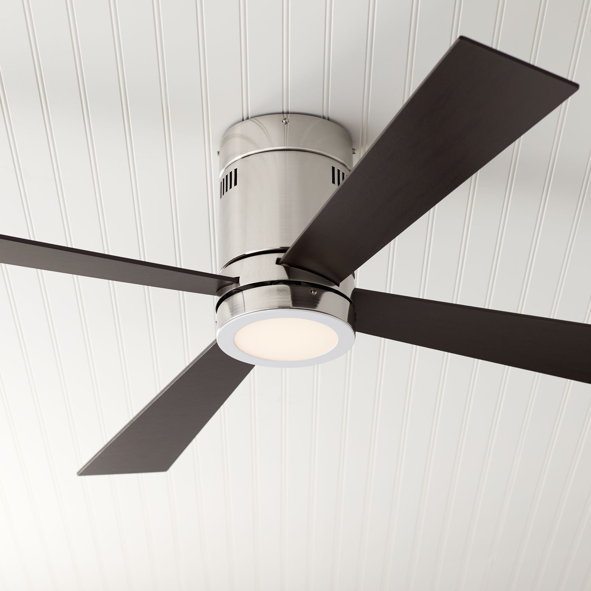 52 Casa Vieja Modern Hugger Ceiling Fan With Light Led Remote Flush Mount Brushed Nickel Oiled Bronze For Living Room Kitchen Walmart Com
