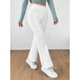 thumbnail image 3 of Women's Petite Navy Blue Textured Knit Flare Sweatpants, 3 of 10