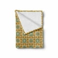 thumbnail image 2 of Ethnic Soft Flannel Fleece Throw Blanket, Hand Drawn Colorful Floral Design Bohemian Inspirations Leaves, Cozy Plush for Indoor and Outdoor Use, 50" x 60", Mint Mustard and Orange, by Ambesonne, 2 of 6