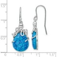 thumbnail image 3 of Sterling Silver Rhodium-Plated Blue Created Opal Octopus Dangle Earrings (36.8 X 14.45) Made In China qe15799, 3 of 5