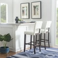 thumbnail image 3 of Linon Jevon 30" Mid Back Indoor Upholstered Bar Stool, Espresso/ White Faux Leather, 3 of 9
