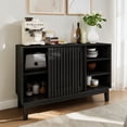 thumbnail image 3 of Hassch Buffet Sideboard with 2 Sliding Doors, 47.3 inch Kitchen Storage Cabinet with Open Shelves, Coffee Bar Cabinet for Living Room, Dining Room, Hallway, Black, 3 of 7