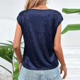 thumbnail image 6 of Women's Round Neck Glitter Sequins Shirts Top Casual Cap Sleeve Party Tee Tops,Royal Blue L, 6 of 6