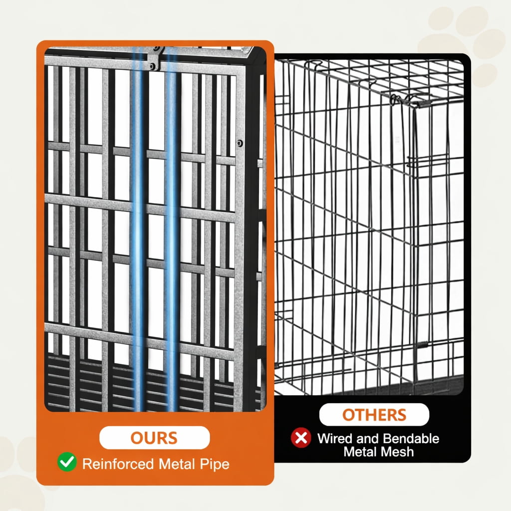 64'' Heavy Duty Dog Crate, Extra Large Dog Cage for Large Dogs, Indestructible Dog Crate, Dog Kennel Indoor for Two Dogs