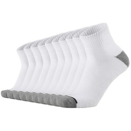 

KMM Men s Cotton Thick Cushion Athletic Outdoor Sports Work Ankle Low Cut Socks with Moisture Wicking Control(White L)