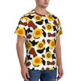 thumbnail image 2 of Bixox Men's Cow Print Sunflower Printed Short Sleeve Skinny Athletic T-Shirt, 2 of 6