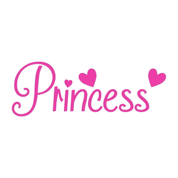 Girls Princess Cute Girly Wall Decal Decoration Princess with Hearts Girly Vinyl Wall Decal Art Lasts Years and Easily Removable - Size: 10 In(W) x 4 In(H)