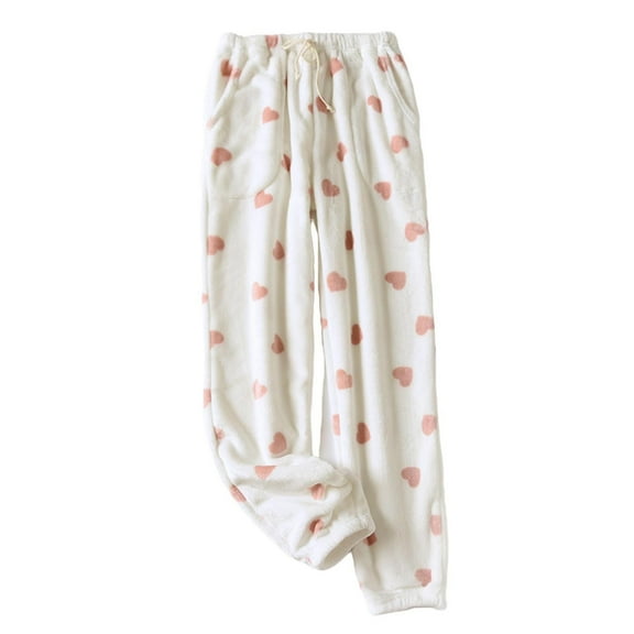 Kaemgyyd Women's Fleece Pajama Pants Plush Fuzzy Comfy Warm Printing Loungewear Drawstring Pjs Trousers Sleepwear with Pockets