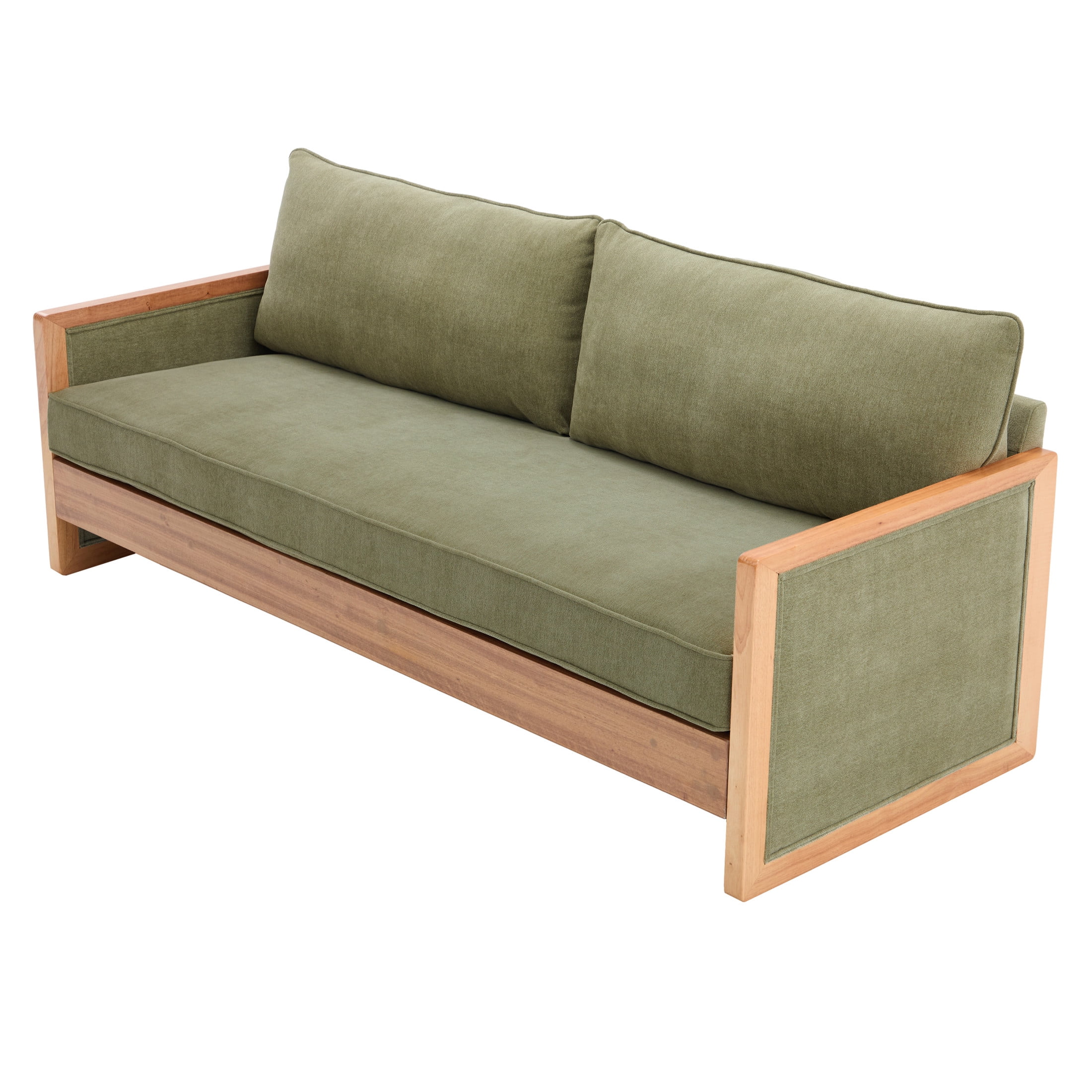 Christopher Knight Home Modern 77.8" Three-Seater Sofa, Chenille Upholstered Couch with Wood Frame, Green