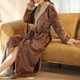 thumbnail image 2 of Homegro Women's Flannel Long Bath Robe Fleece Fuzzy Plush Bathrobe Full Length Winter Warm Pocket Coffee Large, 2 of 3