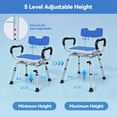 thumbnail image 5 of Swivel Shower Chair: 400 lbs Heavy Duty Shower Chair for Elderly Disabled Injured - Height Adjustable Shower Stool with Arms & Back - Non-Slip Rotating Shower Bench Seat for Tubs (Dark Blue), 5 of 9