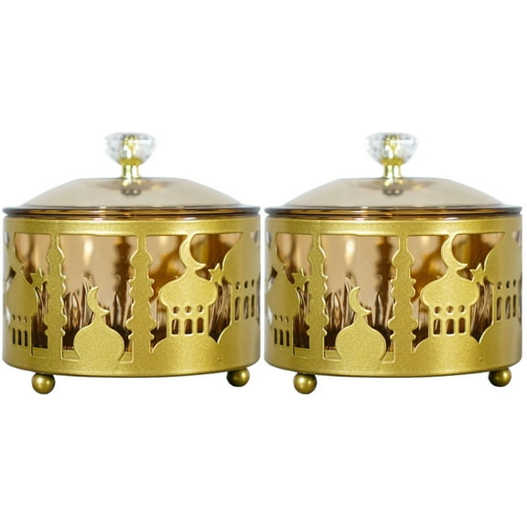 2 PCS Ramadan Candy Tray Elements Moon Decor Eid Plates Decorations Party Serving