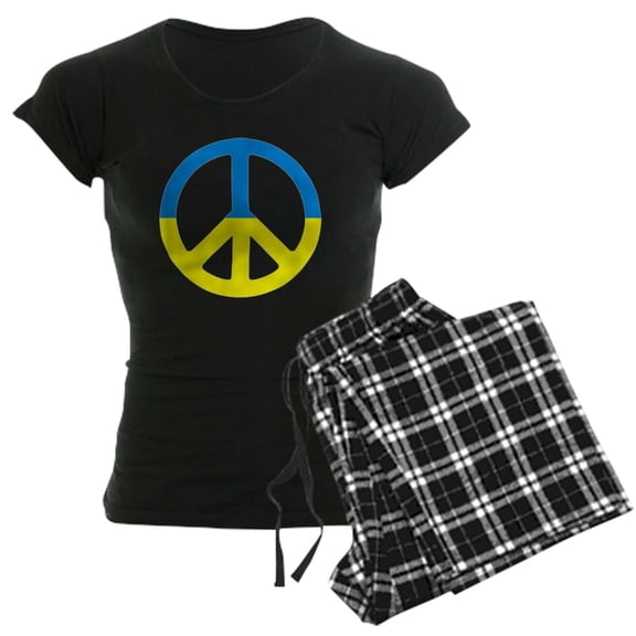 CafePress - Peace In Ukraine. Stand With Ukraine. Supp Pajamas - Women's Short Sleeve Print T-Shirt and Pants Dark Cotton Pajama Set