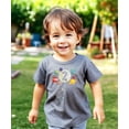 thumbnail image 3 of Olive Loves Apple 2nd Birthday Rocket Astronaut Themed T-Shirts with Moon Balloon and Planets for Boys and Girls Granite Heather Shirt 4T, 3 of 7