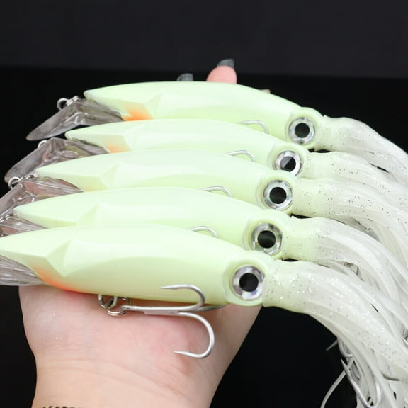 5pcs Hard Luminous Fishing Lure Fish Bait 40g Squid For Tuna Sea Fishing